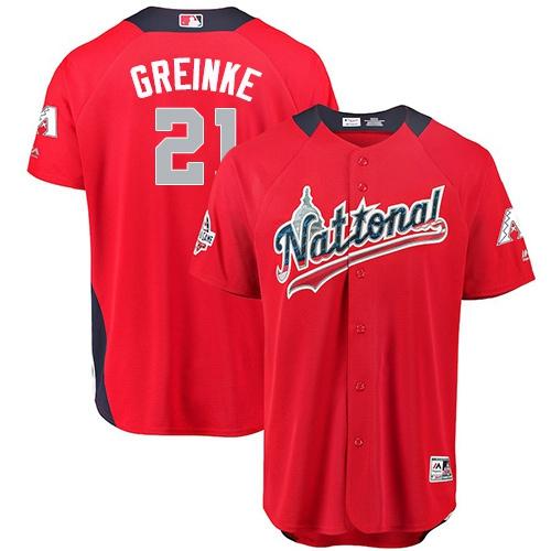 Diamondbacks #21 Zack Greinke Red 2018 All-Star National League Stitched MLB Jersey - Click Image to Close