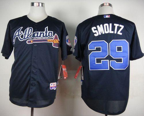 Braves #29 John Smoltz Blue Cool Base Stitched MLB Jersey