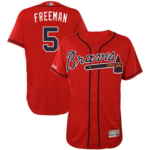 Braves #5 Freddie Freeman Red Flexbase Authentic Collection Stitched MLB Jersey