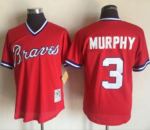 Mitchell And Ness 1980 Braves #3 Dale Murphy Red Stitched MLB Jersey