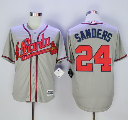 Braves #24 Deion Sanders Grey New Cool Base Stitched MLB Jersey