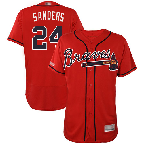 Braves #24 Deion Sanders Red Flexbase Authentic Collection Stitched MLB Jersey