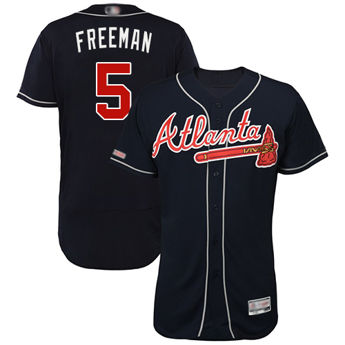 Braves #5 Freddie Freeman Navy Blue Flexbase Authentic Collection Stitched MLB Jersey