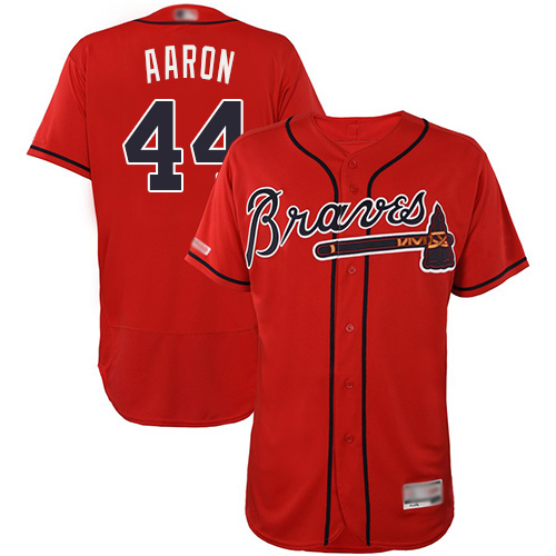 Braves #44 Hank Aaron Red Flexbase Authentic Collection Stitched MLB Jersey