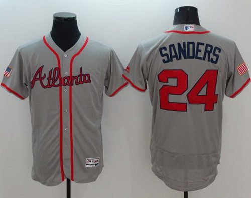 Braves #24 Deion Sanders Grey Fashion Stars & Stripes Flexbase Authentic Stitched MLB Jersey