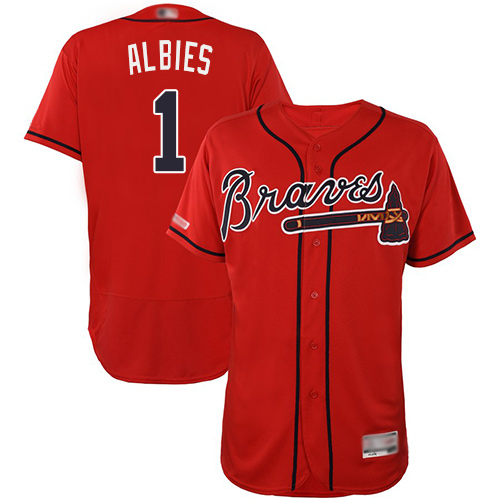 Braves #1 Ozzie Albies Red Flexbase Authentic Collection Stitched MLB Jersey