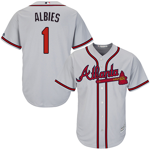 Braves #1 Ozzie Albies Grey New Cool Base Stitched MLB Jersey