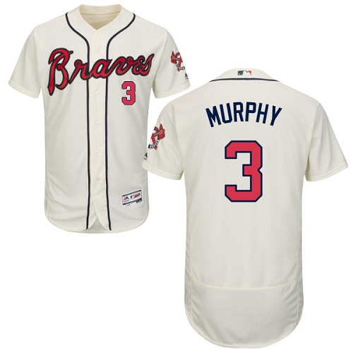 Braves #3 Dale Murphy Cream Flexbase Authentic Collection Stitched MLB Jersey - Click Image to Close