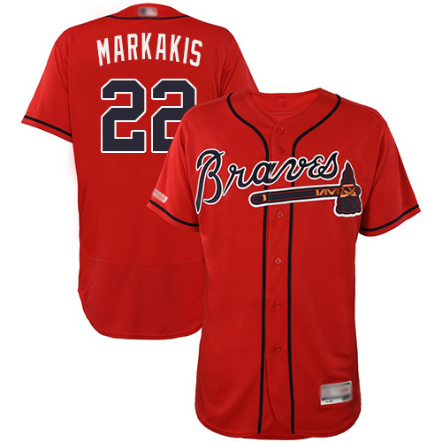 Braves #22 Nick Markakis Red Flexbase Authentic Collection Stitched MLB Jersey