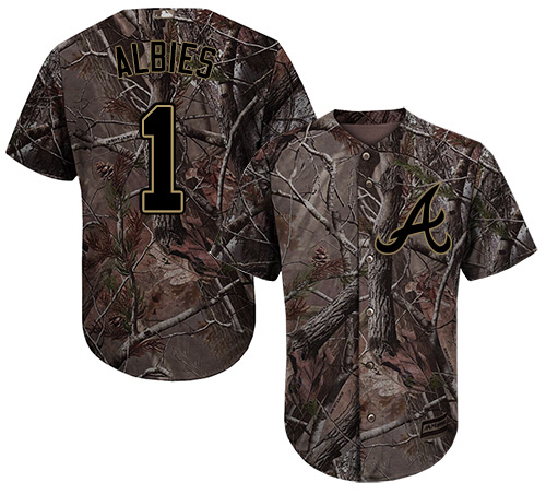 Braves #1 Ozzie Albies Camo Realtree Collection Cool Base Stitched MLB Jersey