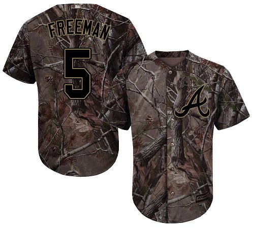 Braves #5 Freddie Freeman Camo Realtree Collection Cool Base Stitched MLB Jersey