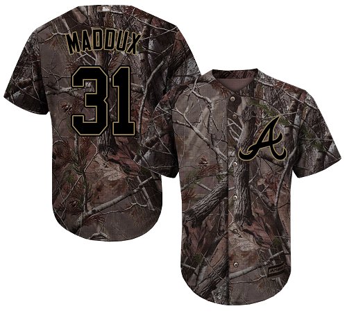 Braves #31 Greg Maddux Camo Realtree Collection Cool Base Stitched MLB Jersey