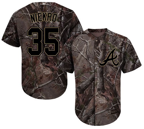 Braves #35 Phil Niekro Camo Realtree Collection Cool Base Stitched MLB Jersey - Click Image to Close