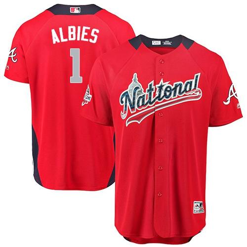 Braves #1 Ozzie Albies Red 2018 All-Star National League Stitched MLB Jersey