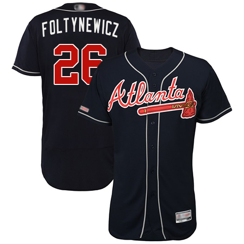 Braves #26 Mike Foltynewicz Navy Blue Flexbase Authentic Collection Stitched MLB Jersey