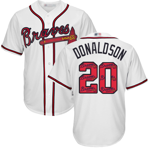 Braves #20 Josh Donaldson White Team Logo Fashion Stitched MLB Jersey