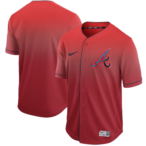 Braves Blank Red Fade Authentic Stitched Baseball Jersey