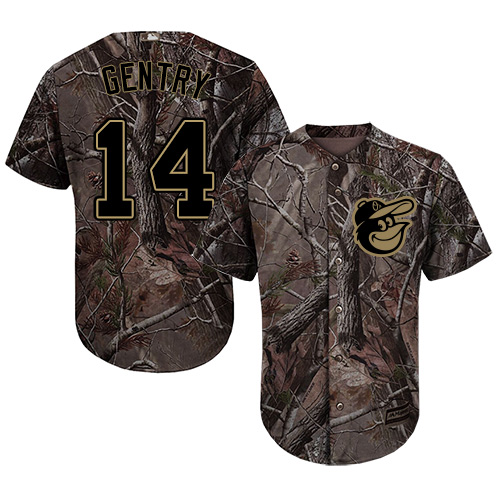 Orioles #14 Craig Gentry Camo Realtree Collection Cool Base Stitched MLB Jersey