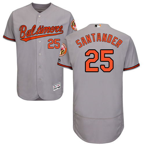 Orioles #25 Anthony Santander Grey Flexbase Authentic Collection Stitched MLB Jersey