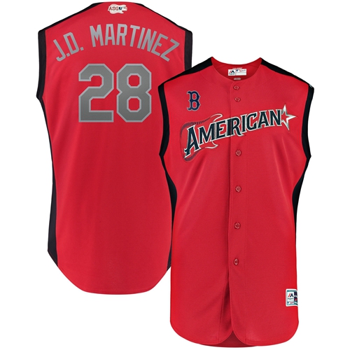 Red Sox #28 J. D. Martinez Red 2019 All-Star American League Stitched Baseball Jersey - Click Image to Close