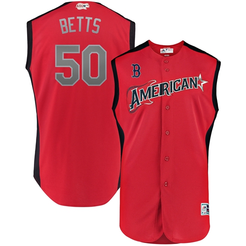 Red Sox #50 Mookie Betts Red 2019 All-Star American League Stitched Baseball Jersey - Click Image to Close