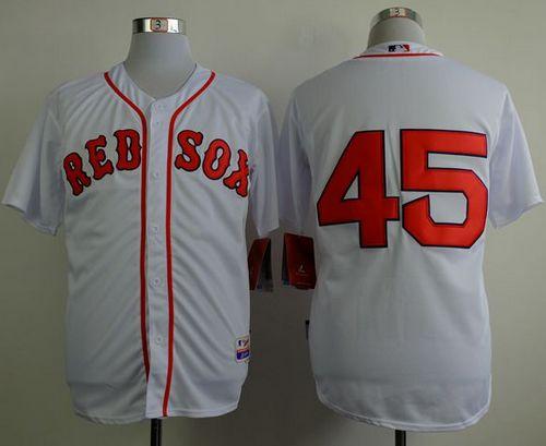 Red Sox #45 Pedro Martinez White Cool Base Stitched MLB Jersey