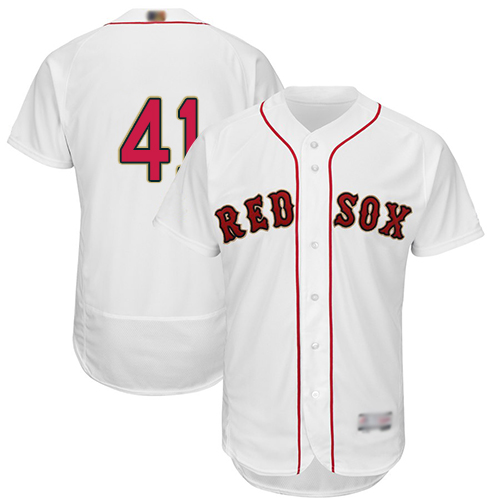 Red Sox #41 Chris Sale White FlexBase Authentic 2019 Gold Program Cool Base Stitched Baseball Jersey - Click Image to Close