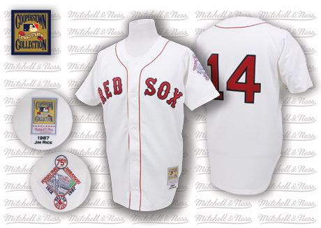 Mitchell And Ness 1987 Red Sox #14 Jim Rice White Throwback Stitched MLB Jersey