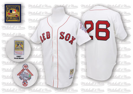 Mitchell And Ness 1987 Red Sox #26 Wade Boggs White Throwback Stitched MLB Jersey - Click Image to Close