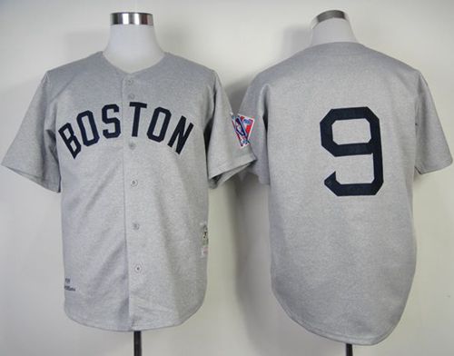 Mitchell And Ness 1939 Red Sox #9 Ted Williams Grey Throwback Stitched MLB Jersey - Click Image to Close