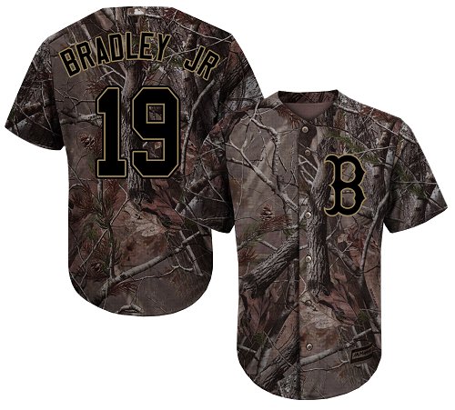 Red Sox #19 Jackie Bradley Jr Camo Realtree Collection Cool Base Stitched MLB Jersey