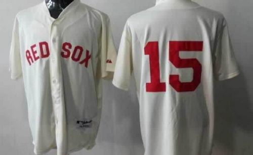 Red Sox #15 Dustin Pedroia Cream Cool Base Stitched MLB Jersey