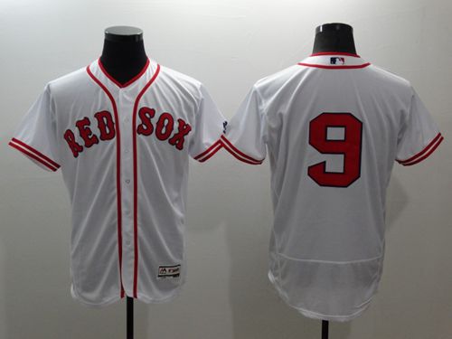 Red Sox #9 Ted Williams White Flexbase Authentic Collection Cooperstown Stitched MLB Jersey - Click Image to Close