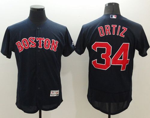 Red Sox #34 David Ortiz Navy Blue Flexbase Authentic Collection Stitched MLB Jersey