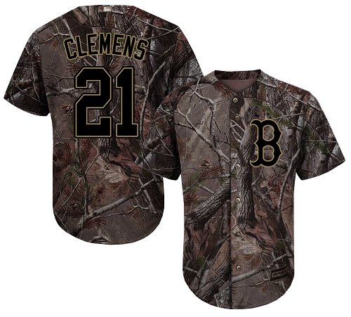 Red Sox #21 Roger Clemens Camo Realtree Collection Cool Base Stitched MLB Jersey