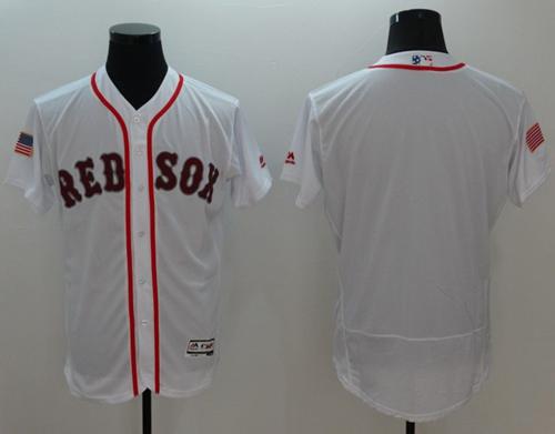 Red Sox Blank White Fashion Stars & Stripes Flexbase Authentic Stitched MLB Jersey