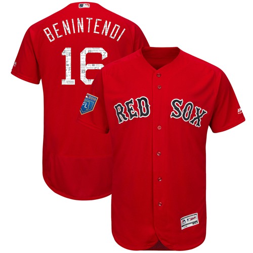 Red Sox #16 Andrew Benintendi Red 2018 Spring Training Authentic Flex Base Stitched MLB Jersey - Click Image to Close