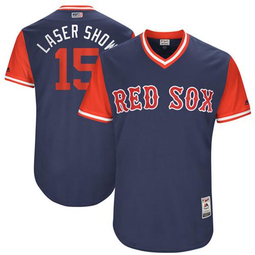 Red Sox #15 Dustin Pedroia Navy "Laser Show" Players Weekend Authentic Stitched MLB Jersey