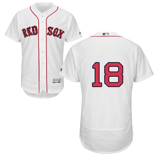 Red Sox #18 Mitch Moreland White Flexbase Authentic Collection Stitched MLB Jersey - Click Image to Close