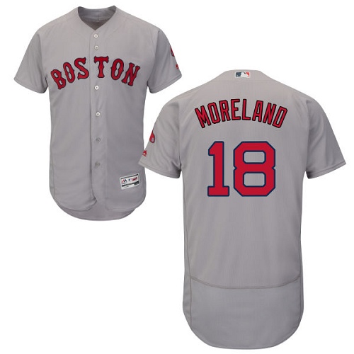 Red Sox #18 Mitch Moreland Grey Flexbase Authentic Collection Stitched MLB Jersey - Click Image to Close