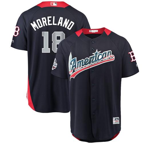 Red Sox #18 Mitch Moreland Navy Blue 2018 All-Star American League Stitched MLB Jersey - Click Image to Close