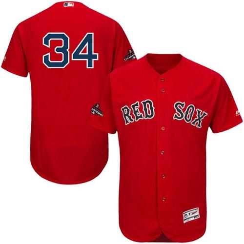 Red Sox #34 David Ortiz Red Flexbase Authentic Collection 2018 World Series Champions Stitched MLB Jersey - Click Image to Close