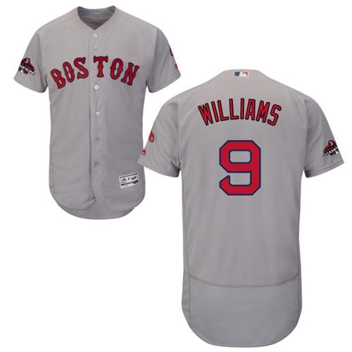 Red Sox #9 Ted Williams Grey Flexbase Authentic Collection 2018 World Series Champions Stitched MLB Jersey