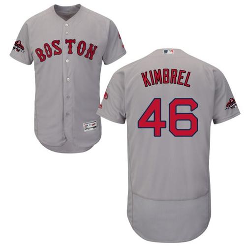 Red Sox #46 Craig Kimbrel Grey Flexbase Authentic Collection 2018 World Series Champions Stitched MLB Jersey - Click Image to Close