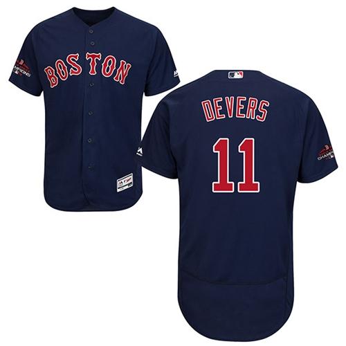 Red Sox #11 Rafael Devers Navy Blue Flexbase Authentic Collection 2018 World Series Champions Stitched MLB Jersey