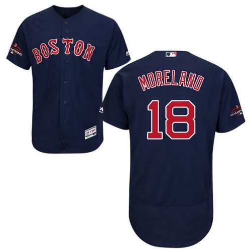 Red Sox #18 Mitch Moreland Navy Blue Flexbase Authentic Collection 2018 World Series Champions Stitched MLB Jersey