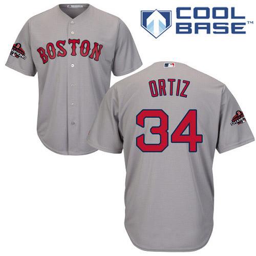 Red Sox #34 David Ortiz Grey New Cool Base 2018 World Series Champions Stitched MLB Jersey