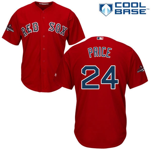 Red Sox #24 David Price Red New Cool Base 2018 World Series Champions Stitched MLB Jersey