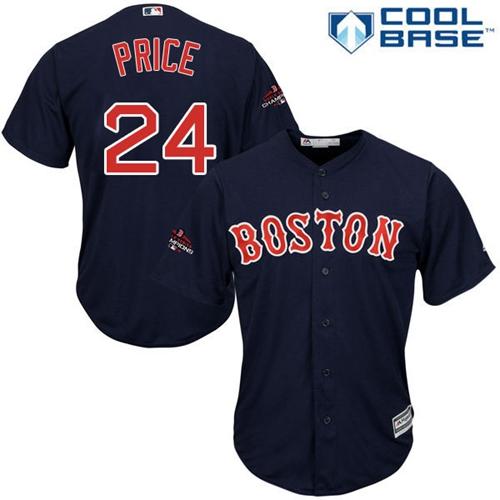 Red Sox #24 David Price Navy Blue New Cool Base 2018 World Series Champions Stitched MLB Jersey