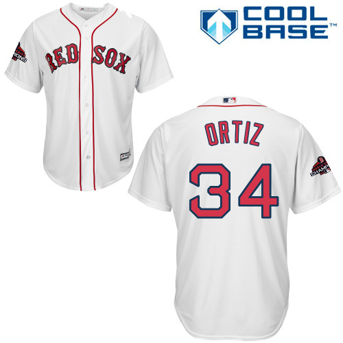 Red sox #34 David Ortiz White New Cool Base 2018 World Series Champions Stitched MLB Jersey